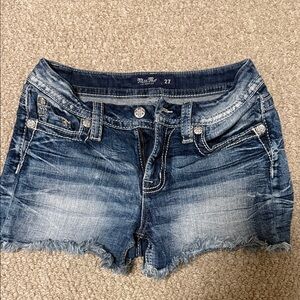 Miss Me Blue Distressed Denim Cutoff Shorts